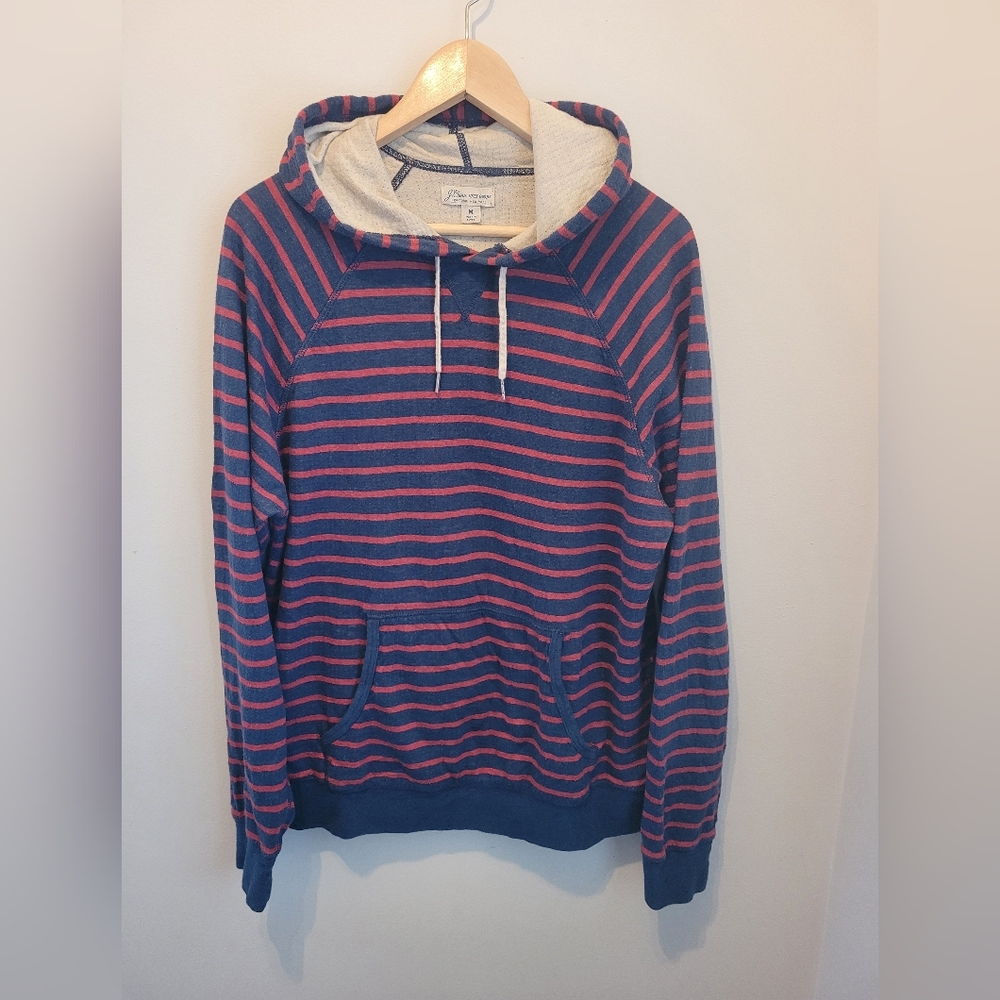 J.Crew Knit Goods Medium Striped Blue and Red Hoodie
